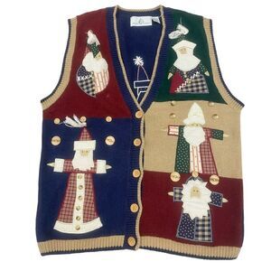 Design  Options Knit Vest Santa size Medium Cottage Core